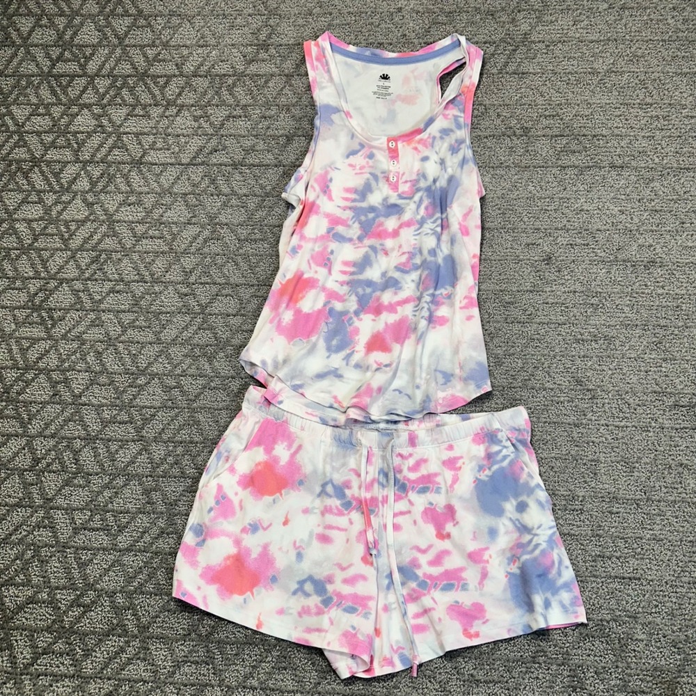 C&C California Pajama Set Tie Dye Tank Top Shorts Sleepwear Loungewear‎ Women L